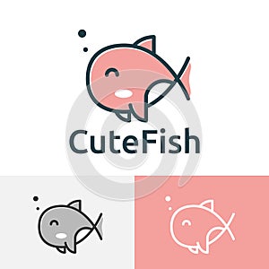 Cute Little Fish Water Aquarium Animal Line Logo