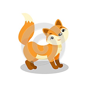 Cute little fox, funny pup cartoon character vector Illustration on a white background