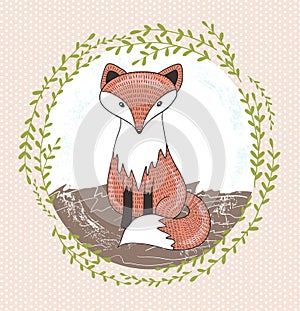 Cute little fox illustration for children.