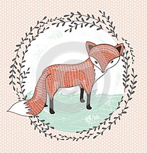 Cute little fox illustration for children.