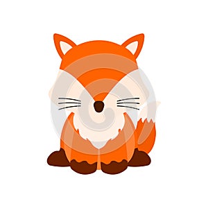 Cute Little Fox Sitting Wild Animal in Animated Cartoon PNG Illustration