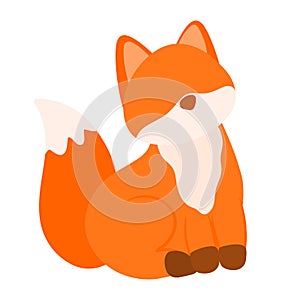 Cute Little Fox Sitting Wild Animal in Animated Cartoon Vector Illustration