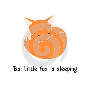 Cute little fox sleeping vector illustration