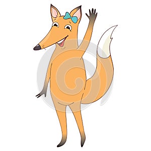 Cute little fox. Vector animal illustration. Hand drawn cartoon fox.