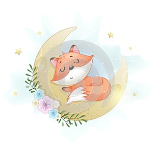 Cute little foxy sleeping on the Moon