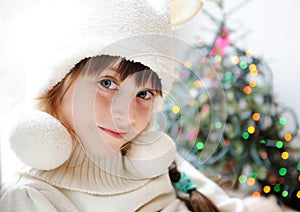 Cute little girl in anticipation of the holiday photo