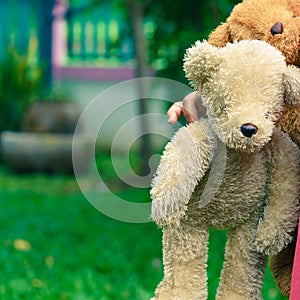 Cute little girl with a bear