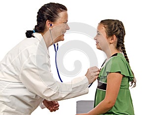 Cute Little Girl Being Examined By Lady Doctor