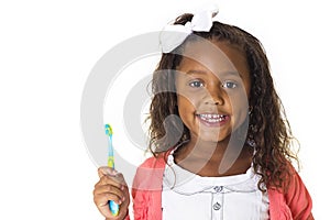 Cute Little Girl Brushing her teeth