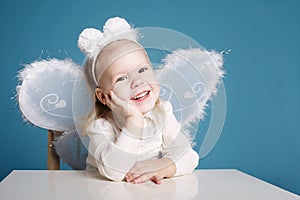 Cute little girl with butterfly costume