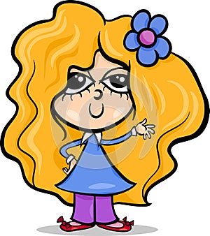 Cute little girl cartoon illustration