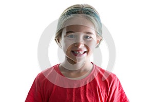 Cute little girl with a cheerful playful grin photo