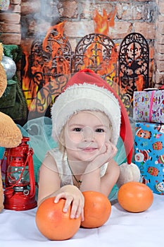 Cute little girl with Christmas presents