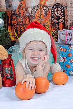 Cute little girl with Christmas presents