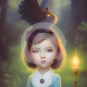 Cute little girl in fantasy land, created with Ai generative tools