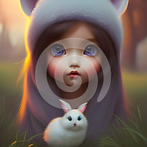 Cute little girl in fantasy land, created with Ai generative tools