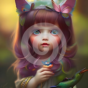 Cute little girl in fantasy land, created with Ai generative tools