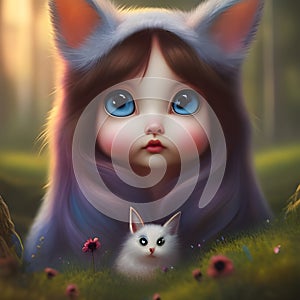 Cute little girl in fantasy land, created with Ai generative tools