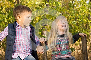 Cute little girl laughing merrily photo