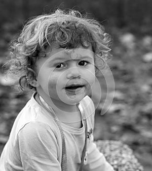 A cute little girl looking directly at the camera in Halle an der Saale, Saxony-Anhalt