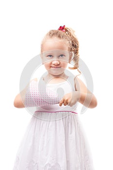 Cute little girl with party hat isolated