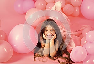 Cute little girl in pink balloon