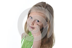 Cute little girl pointing her eye in body parts learning school chart serie