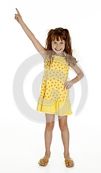 Cute Little Girl Pointing Upward