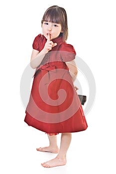 Cute little girl in a red dress
