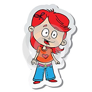 Cute little girl smile sticker