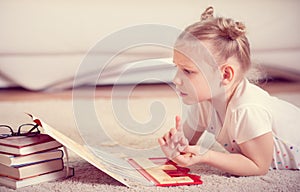 Cute little girl study mathematics