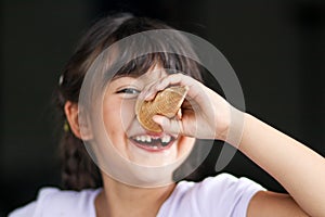 Cute little girl with a waffle ice cream cone