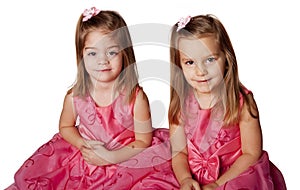 Cute Little Girls in Pink Dresses