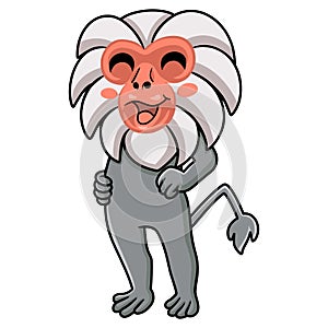 Cute little hamadryad monkey cartoon standing