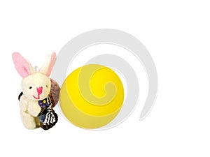 handmade bunny and a yellow easter egg