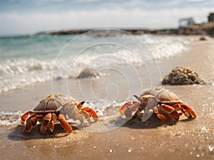 Hermit crabs at the beach