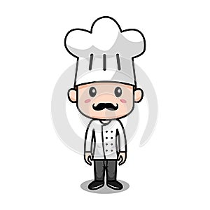 Cute little Italian chef with mustache vector illustration