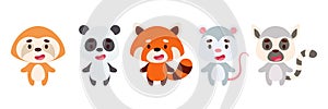 Cute little jungle animals set. Collection funny animals characters for kids cards, baby shower, birthday invitation, house