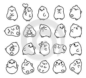 Cute little kawaii baby chicken. Coloring Page