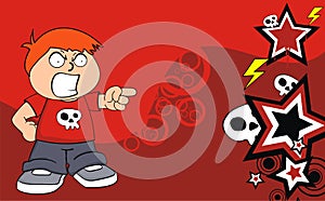 Funny furious Kid cartoon expression background