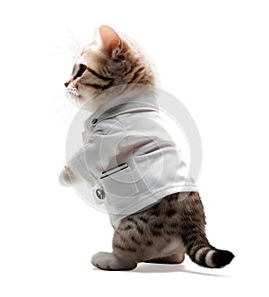 Cute little Kitten dressed as a doctor, isolated on white background, cute and funny cats concept, realistic design illustration,