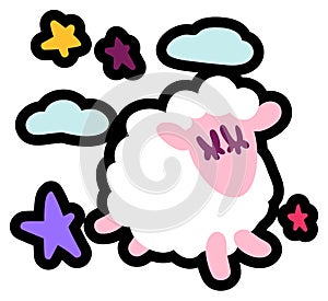 Cute little lamb flat vector illustration