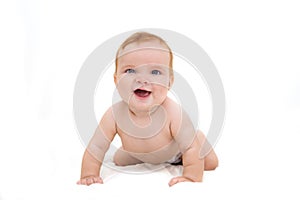 Cute little laughing crawling baby