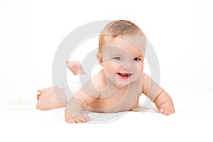 Cute little laughing crawling baby