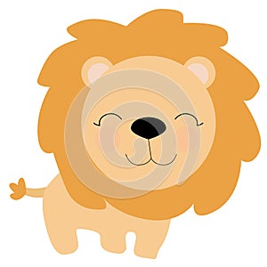 Cute little lion in cartoon style on white background. the soul