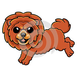 Cute little lion dog cartoon jumping