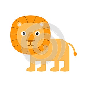 Cute little lion isolated. Cartoon animal character for kids cards, baby shower, invitation, poster, t-shirt, house decor. Vector