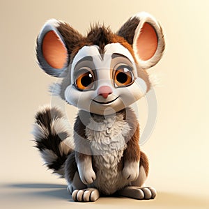 cute little madagascar lemur - 3D character on studio background photo