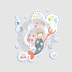 Cute little mairmaid - vector cartoon illustration. Fairy mermaids princess with underwater elements - coralls and