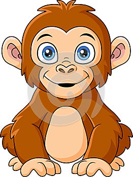 Cute little monkey cartoon sitting